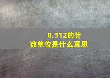 0.312的计数单位是什么意思