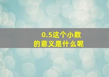 0.5这个小数的意义是什么呢