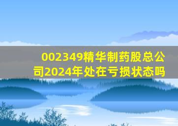 002349精华制药股总公司2024年处在亏损状态吗