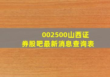 002500山西证券股吧最新消息查询表