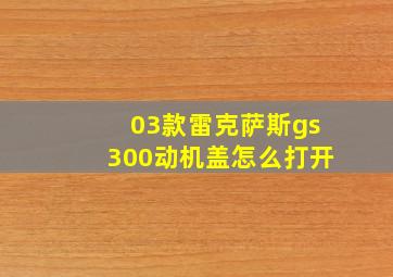 03款雷克萨斯gs300动机盖怎么打开