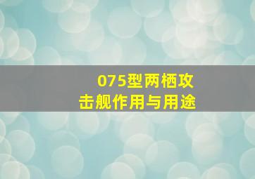 075型两栖攻击舰作用与用途