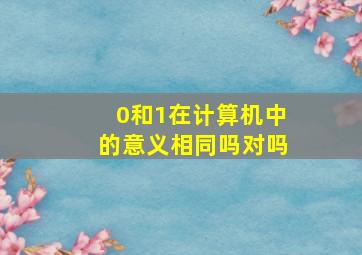 0和1在计算机中的意义相同吗对吗