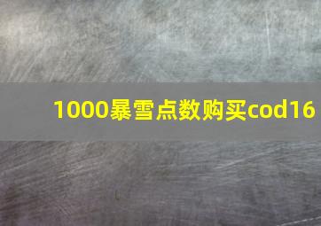 1000暴雪点数购买cod16