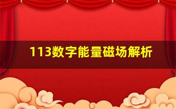 113数字能量磁场解析