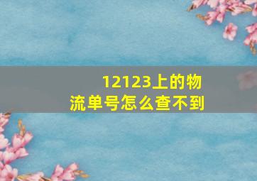 12123上的物流单号怎么查不到