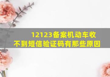 12123备案机动车收不到短信验证码有那些原因