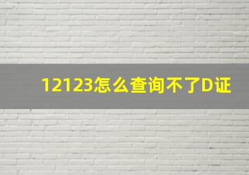 12123怎么查询不了D证