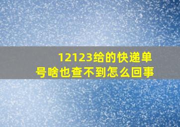 12123给的快递单号啥也查不到怎么回事