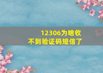 12306为啥收不到验证码短信了