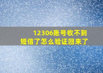 12306账号收不到短信了怎么验证回来了