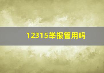 12315举报管用吗