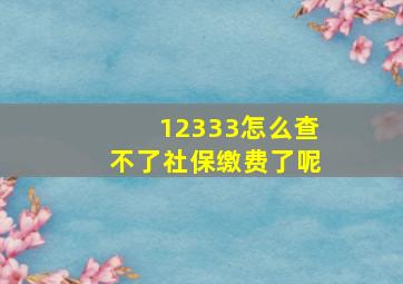 12333怎么查不了社保缴费了呢