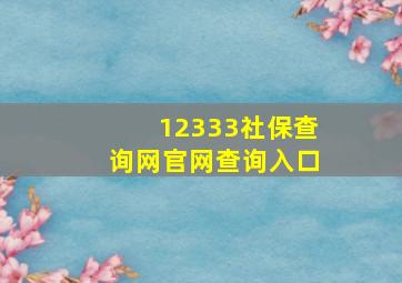 12333社保查询网官网查询入口