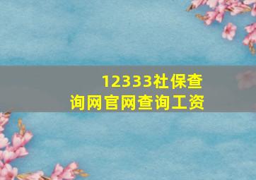 12333社保查询网官网查询工资