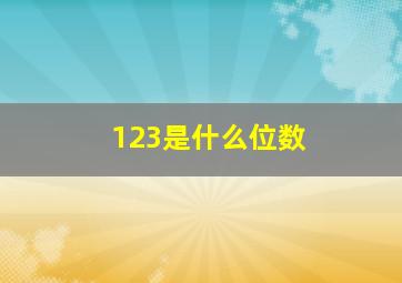 123是什么位数