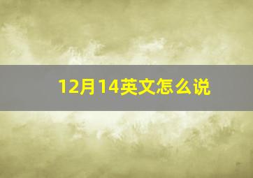 12月14英文怎么说