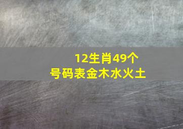 12生肖49个号码表金木水火土