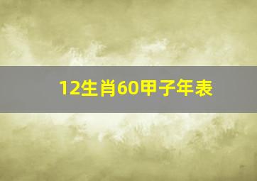 12生肖60甲子年表