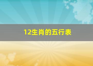 12生肖的五行表