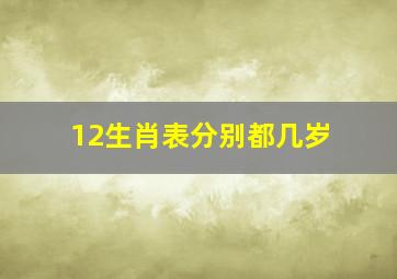 12生肖表分别都几岁