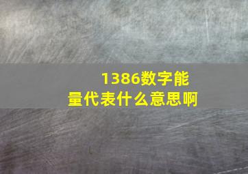 1386数字能量代表什么意思啊