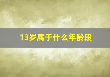 13岁属于什么年龄段