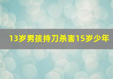 13岁男孩持刀杀害15岁少年