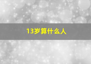 13岁算什么人