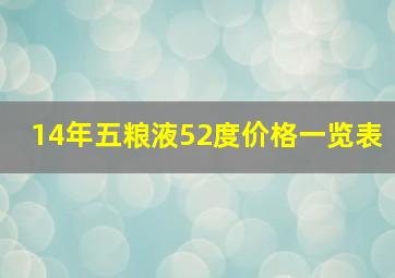 14年五粮液52度价格一览表