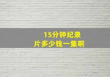 15分钟纪录片多少钱一集啊