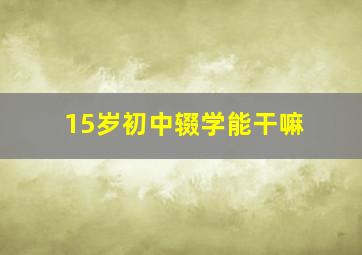 15岁初中辍学能干嘛