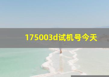 175003d试机号今天