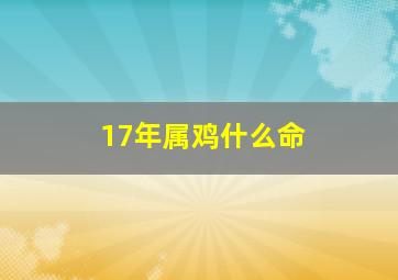 17年属鸡什么命