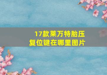 17款莱万特胎压复位键在哪里图片