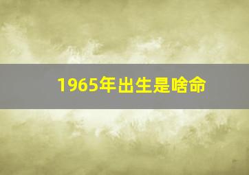 1965年出生是啥命