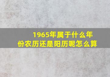 1965年属于什么年份农历还是阳历呢怎么算