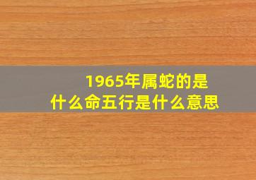 1965年属蛇的是什么命五行是什么意思