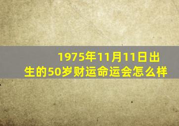 1975年11月11日出生的50岁财运命运会怎么样