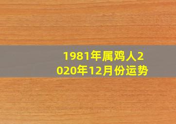 1981年属鸡人2020年12月份运势