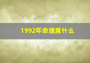 1992年命理属什么