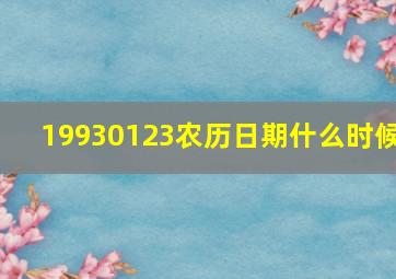 19930123农历日期什么时候