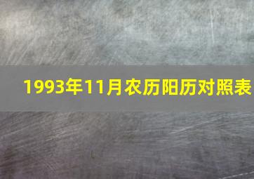 1993年11月农历阳历对照表