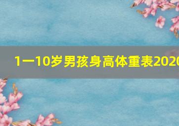 1一10岁男孩身高体重表2020