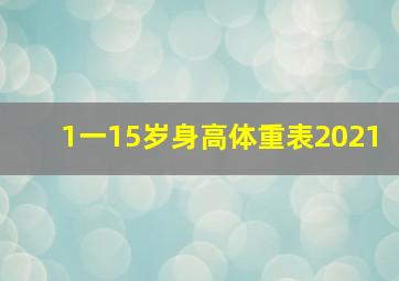 1一15岁身高体重表2021