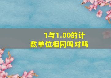 1与1.00的计数单位相同吗对吗