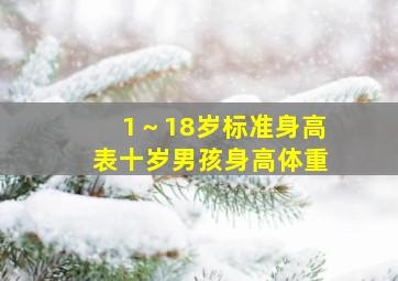 1～18岁标准身高表十岁男孩身高体重