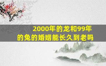 2000年的龙和99年的兔的婚姻能长久到老吗