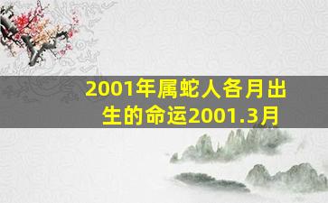 2001年属蛇人各月出生的命运2001.3月