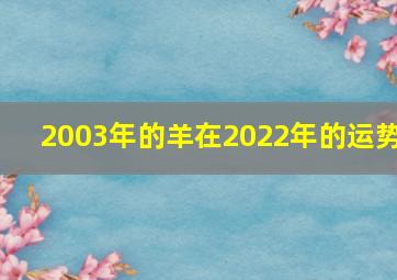 2003年的羊在2022年的运势